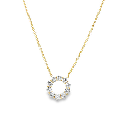 18KY DIAMOND CIRCLE PENDANT NECKLACE