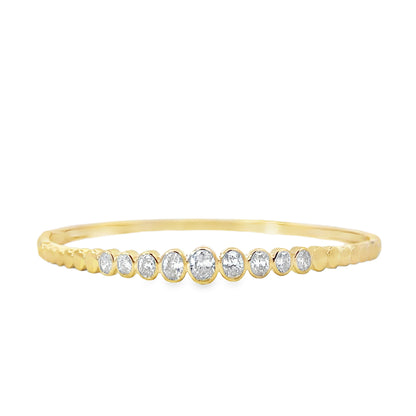 18K Yellow Gold Bangle with Oval Diamonds