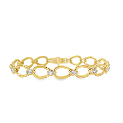 18KY DIAMOND PEAR CUT CHAIN BRACELET