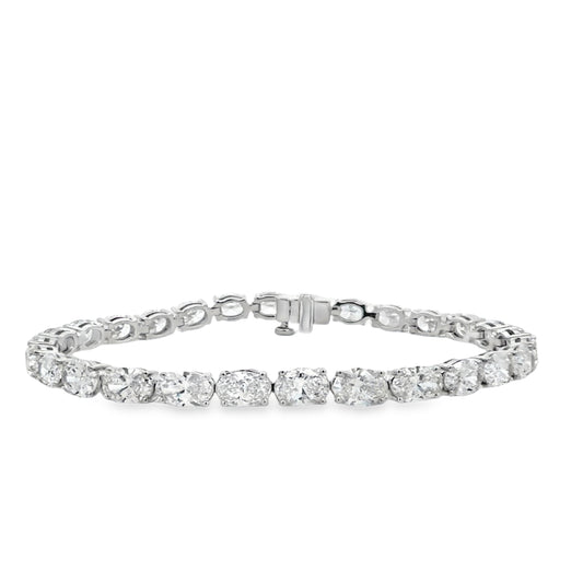 18KW OVAL CUT DIAMOND TENNIS BRACELET