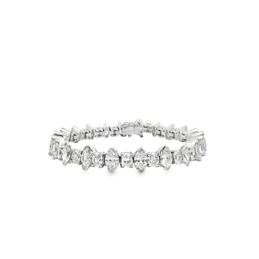 PLATINUM MARQUISE & OVAL DIAMOND TENNIS BRACELET