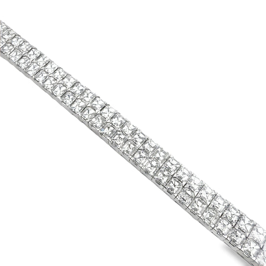 18KW DOUBLE ROW DIAMOND TENNIS BRACELET