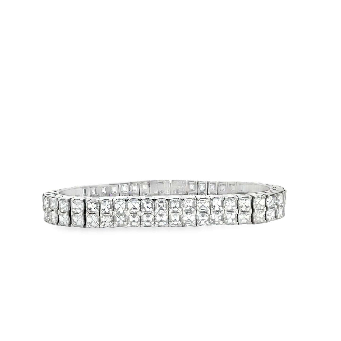 18KW DOUBLE ROW DIAMOND TENNIS BRACELET