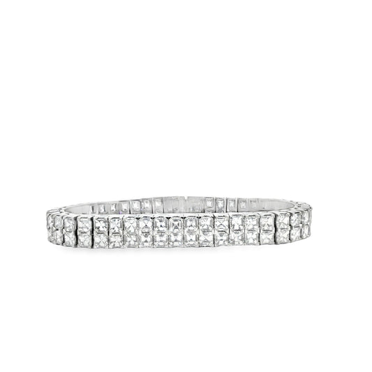 18KW DOUBLE ROW DIAMOND TENNIS BRACELET