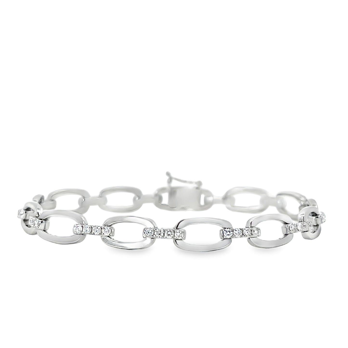18KW CHAIN BRACELET WITH DIAMOND LINKS