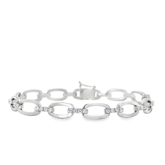 18KW CHAIN BRACELET WITH DIAMOND LINKS