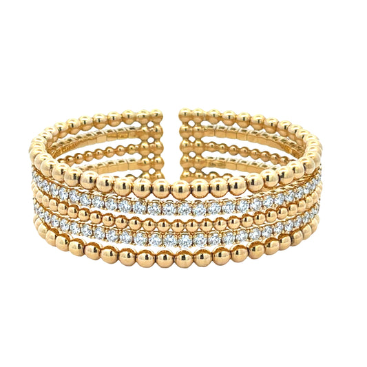 18KY DIAMOND BEADED CUFF BRACELET