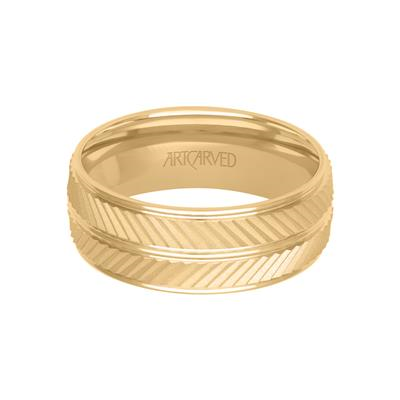 MENS 14KY 8MM CHEVRON BAND