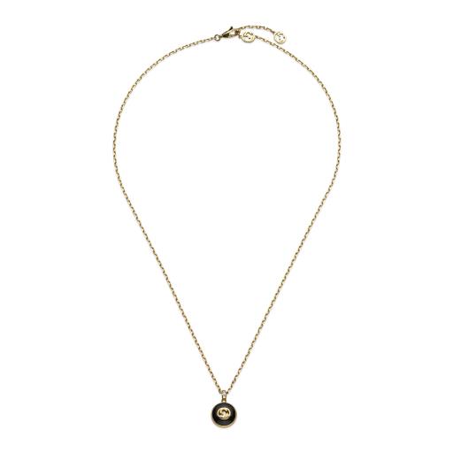 18KY ONYX AND DIAMOND INTERLOCKING G PENDANT