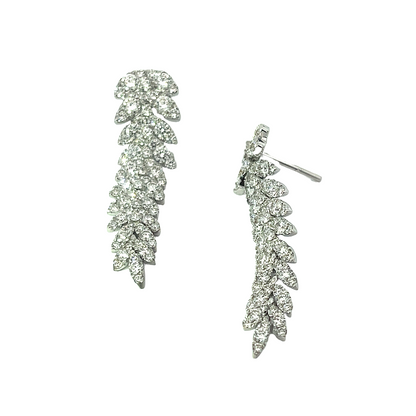 18KW FEATHER DIAMOND DROP EARRINGS