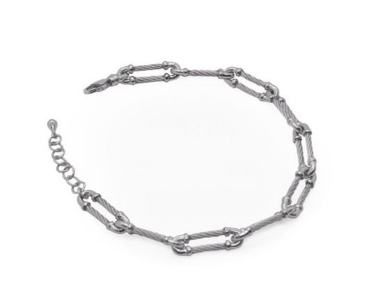GREY CABLE PAPERCLIP BRACELET