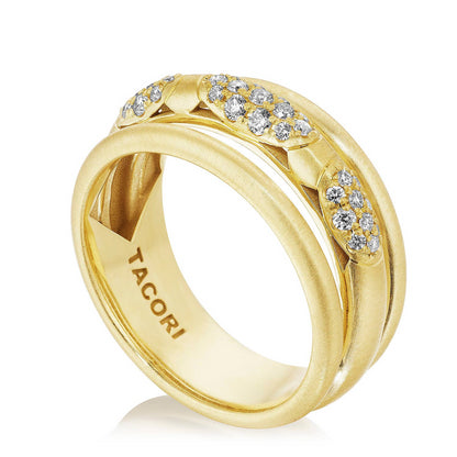18KY CRESCENT ECLIPSE STACKED DIAMOND RING