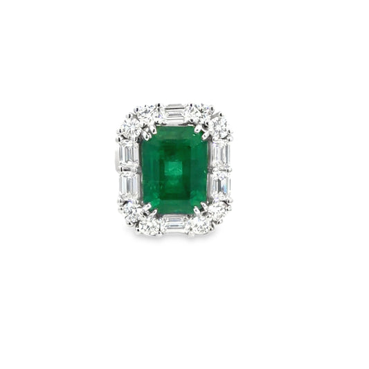 18KW EMERALD & DIAMOND COCKTAIL RING