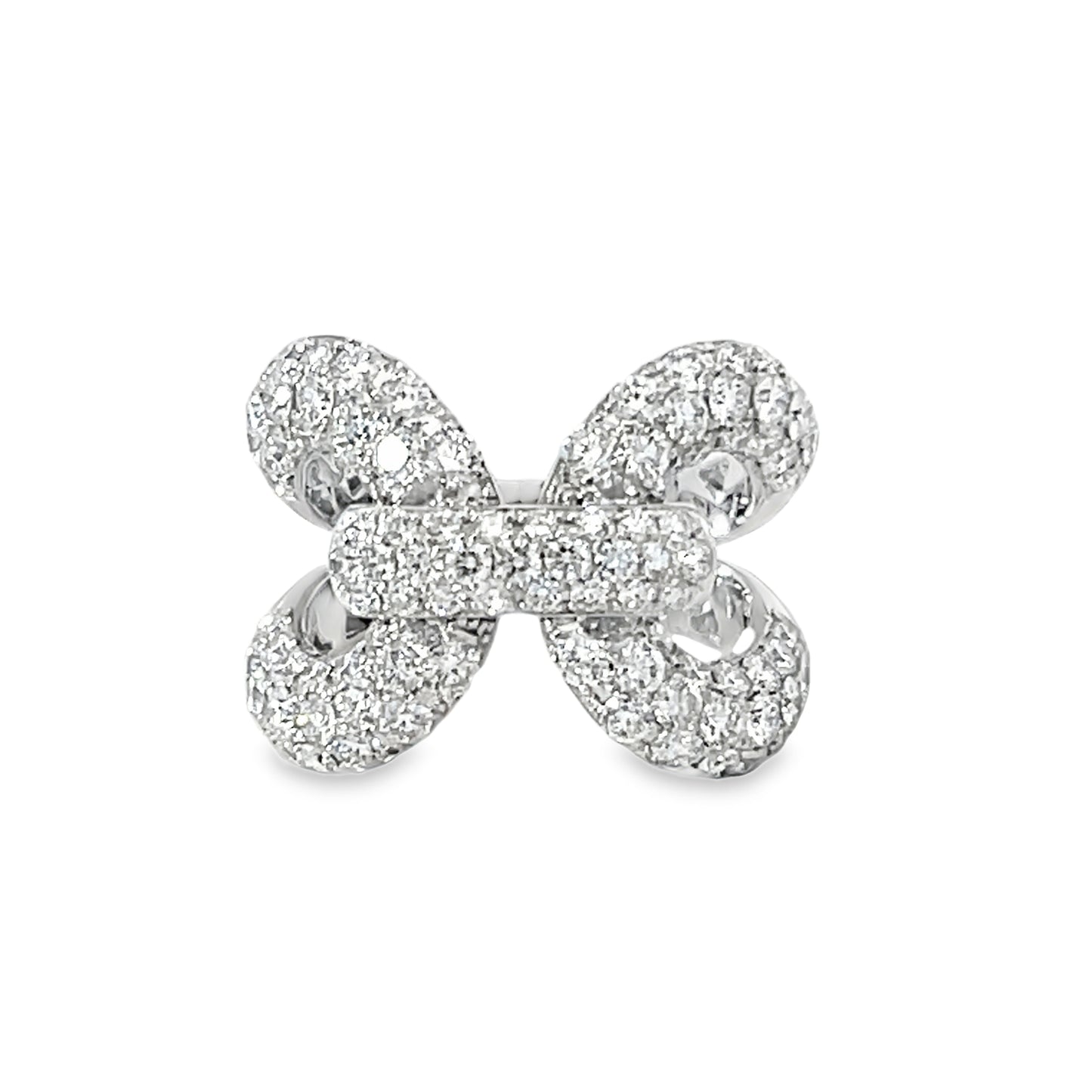 18KW DIAMOND PAVE INTERLOCKING COCKTAIL RING