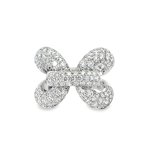 18KW DIAMOND PAVE INTERLOCKING COCKTAIL RING