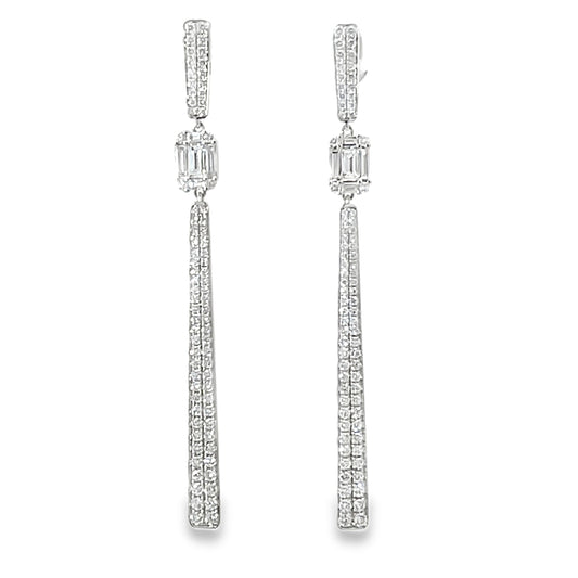 18KW DIAMOND DANGLE DROP EARRINGS