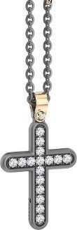 TITANIUM & 18KY MENS DIAMOND CROSS NECKLACE