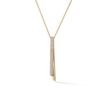18KY INSIDE/OUT DIAMOND FLIP DROP PENDANT NECKLACE