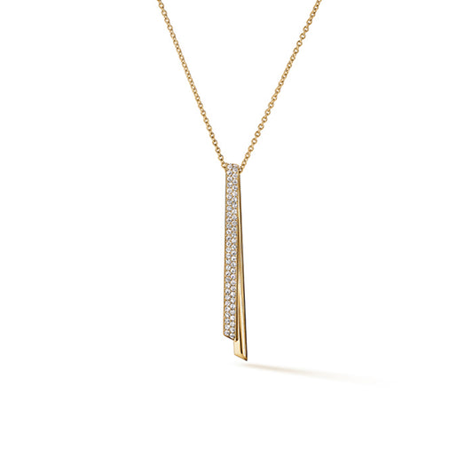 18KY INSIDE/OUT DIAMOND FLIP DROP PENDANT NECKLACE