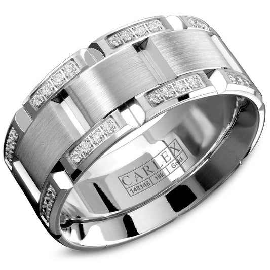 18K WHITE GOLD BAND WITH DIAMONDS
