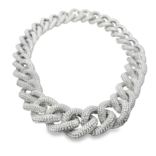 LEO PIZZO 18KW BOLD DIAMOND PAVE LINK NECKLACE