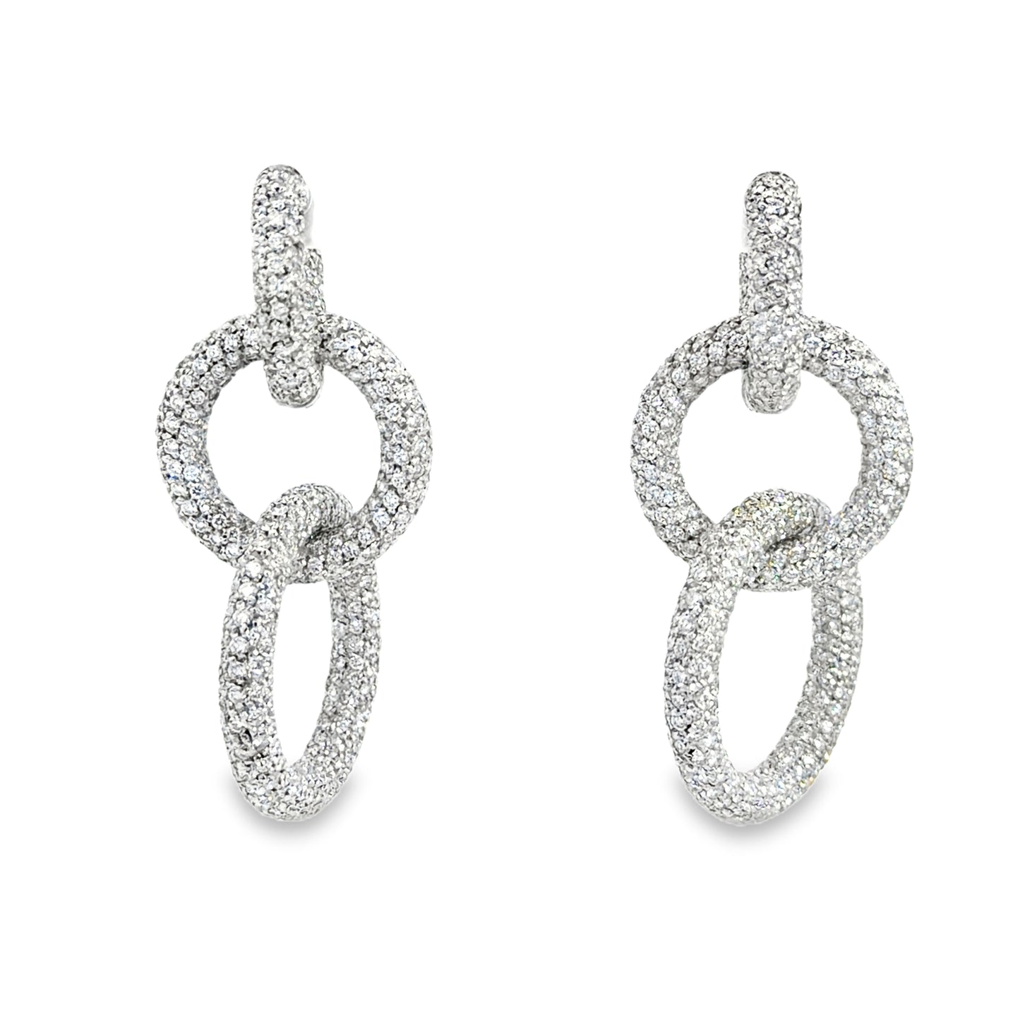LEO PIZZO 18KW CLASSIC LINK DIAMOND DROP EARRINGS