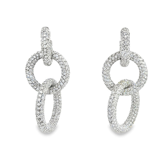 LEO PIZZO 18KW CLASSIC LINK DIAMOND DROP EARRINGS