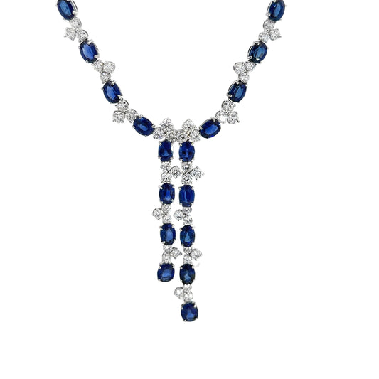 LEO PIZZO 18KW OVAL SAPPHIRE AND DIAMOND NECKLACE
