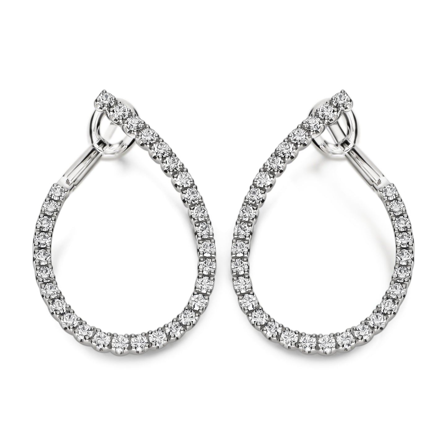 LEO PIZZO 18KW DIAMOND ELONGATED HOOP EARRINGS