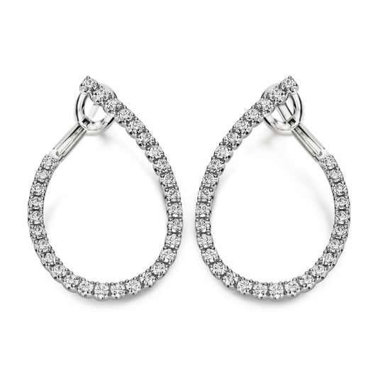 LEO PIZZO 18KW DIAMOND ELONGATED HOOP EARRINGS