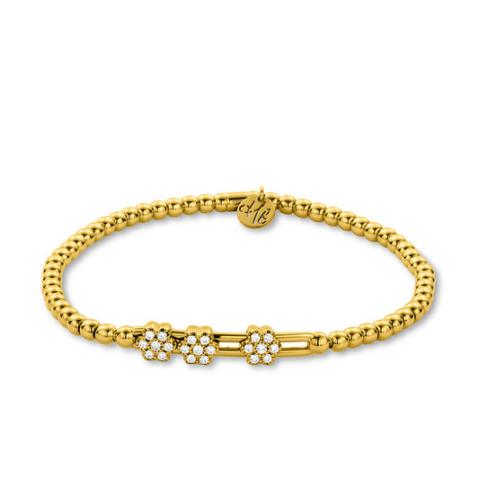 HULCHI BELLUNI 18KY TRESORE 3 FLOWER SLIDE STRETCH BRACELET