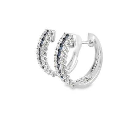 18KW GOLD ARCTIC BLUE SAPPHIRE & DIAMOND HOOP EARRINGS