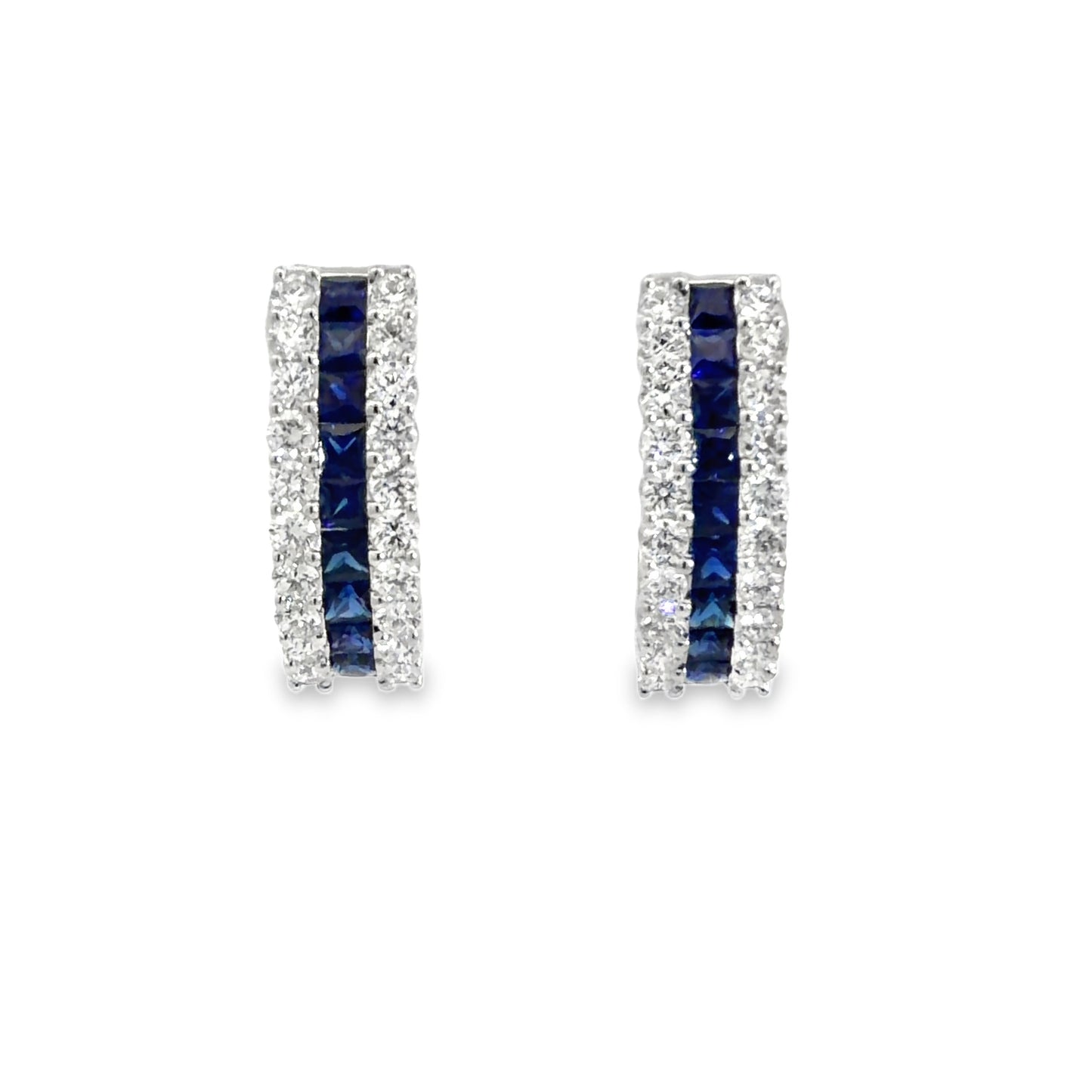 18KW GOLD ARCTIC BLUE SAPPHIRE & DIAMOND HOOP EARRINGS