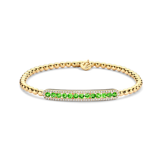 HULCHI BELLUNI 18KY DIAMOND & GREEN GARNET STRETCH BRACELET