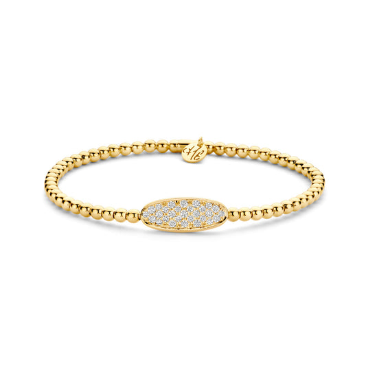 HULCHI BELLUNI 18KY OVAL DIAMOND PLATE STRETCH BRACELET