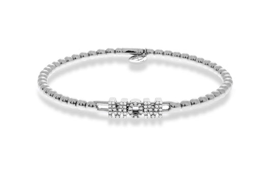 HULCHI BELLUNI 18KW DIAMOND MOM STRETCH BRACELET