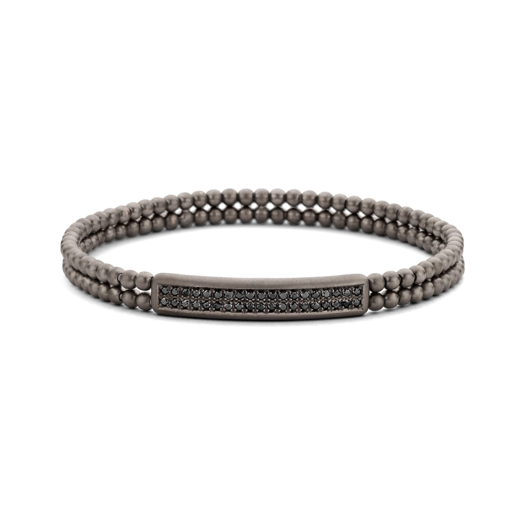 HULCHI BELLUNI MENS18K BLACK GOLD BLACK DIAMOND ID TRESORE STRETCH BRACELET