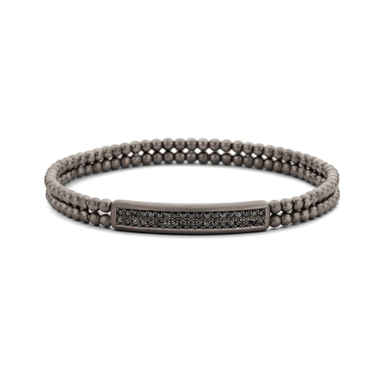 HULCHI BELLUNI MENS18K BLACK GOLD BLACK DIAMOND ID TRESORE STRETCH BRACELET