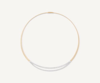 18KY MASAI COIL COLLAR WITH DOUBLE ROW DIAMOND BAR