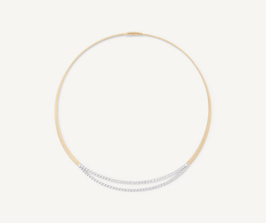 18KY MASAI COIL COLLAR WITH DOUBLE ROW DIAMOND BAR