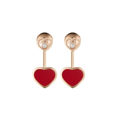 HAPPY HEART RED STONE EARRINGS