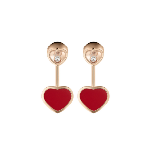 HAPPY HEART RED STONE EARRINGS