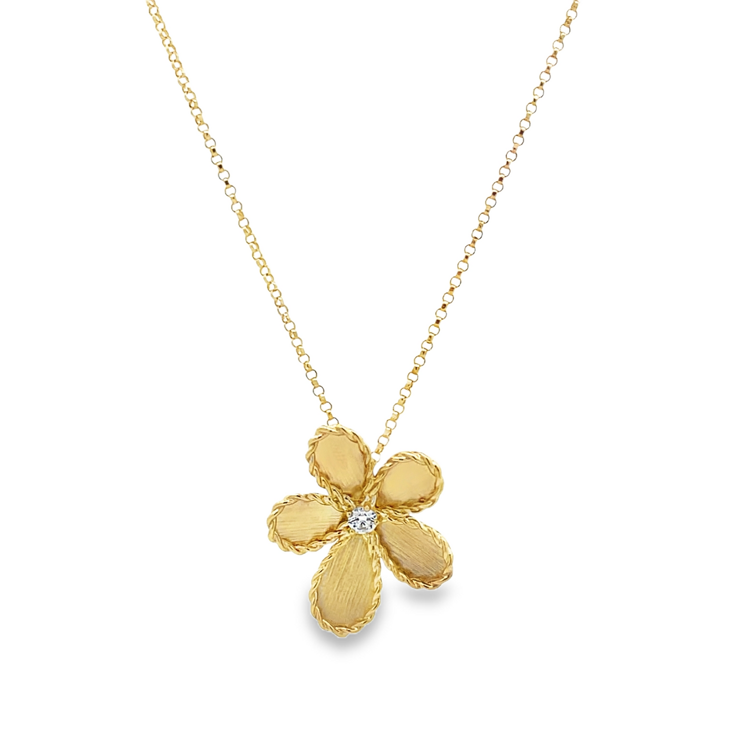 18KY JASMINE DIAMOND & SATIN FLOWER NECKLACE