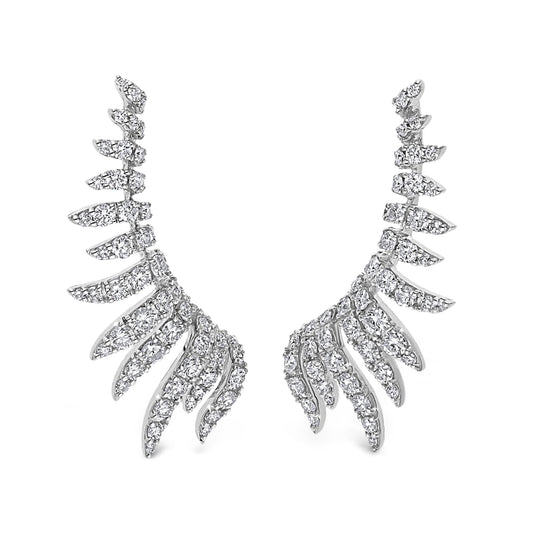 LEO PIZZO 18KW DIAMOND FEATHER CLIMBER EARRINGS
