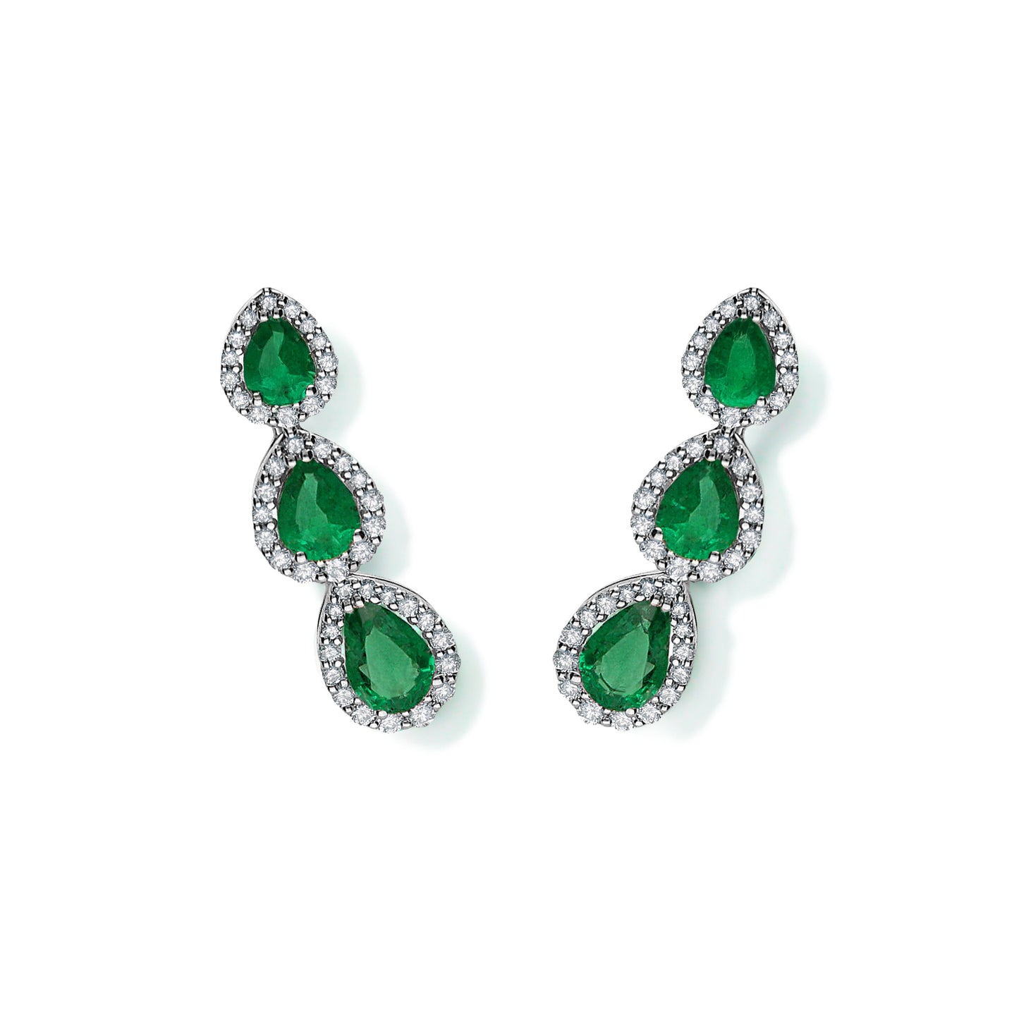 LEO PIZZO 18KW DIAMOND AND EMERALD EARRINGS