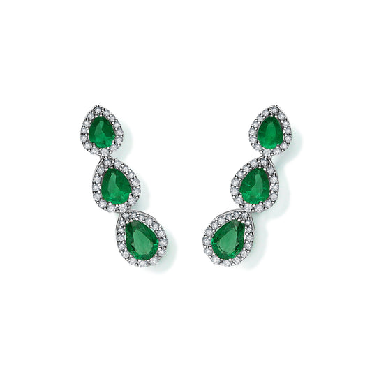 LEO PIZZO 18KW DIAMOND AND EMERALD EARRINGS