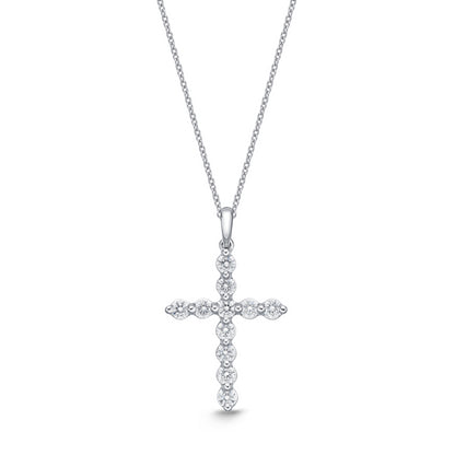 18KW DIAMOND CROSS PENDANT ON CHAIN