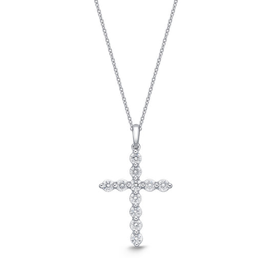 18KW DIAMOND CROSS PENDANT ON CHAIN