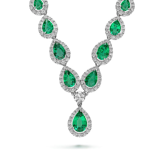 LEO PIZZO 18KW DIAMOND AND EMERALD NECKLACE