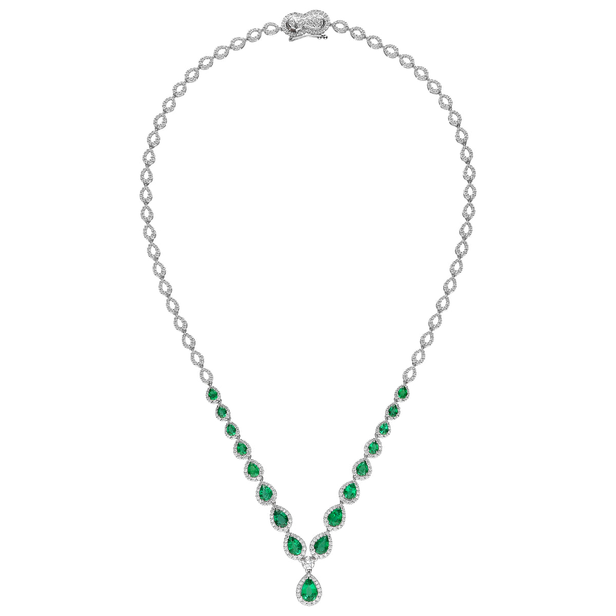 LEO PIZZO 18KW DIAMOND AND EMERALD NECKLACE